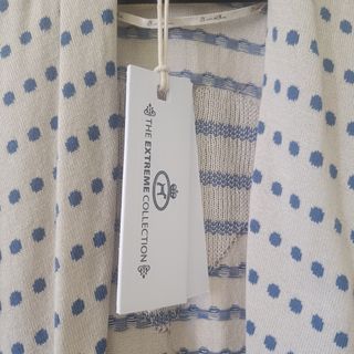 Chaqueta Kimono Beige y Azul Talla Única