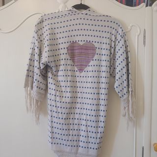 Chaqueta Kimono Beige y Azul Talla Única