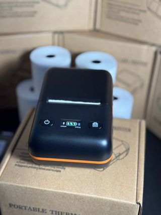 Impresora Térmica Portátil Negra y Naranja
