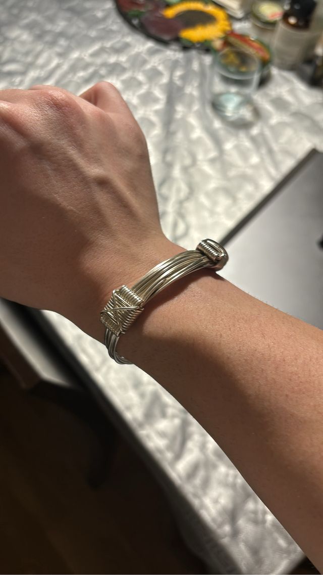 Pulsera Plata Maciza 12 Hilos Nudos