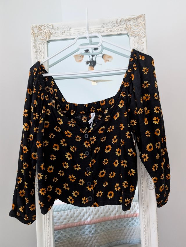Blusa Girasoles Negra y Amarilla