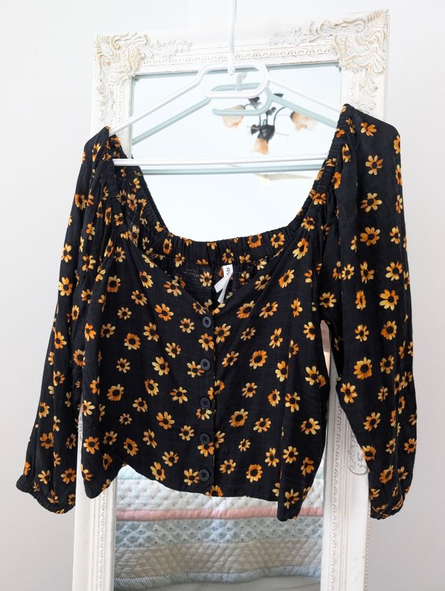 Blusa Girasoles Negra y Amarilla