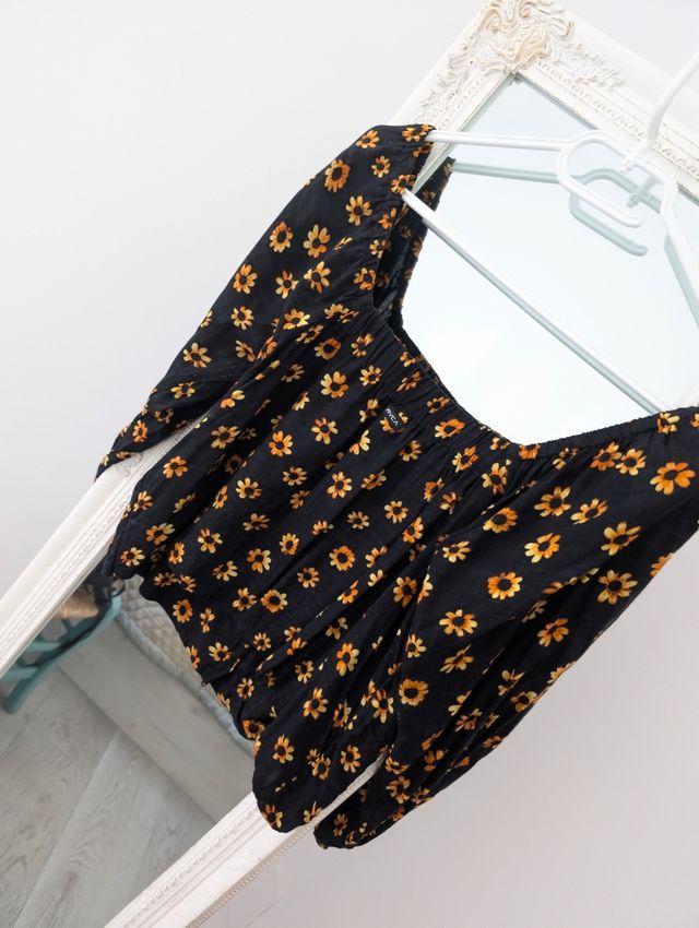 Blusa Girasoles Negra y Amarilla