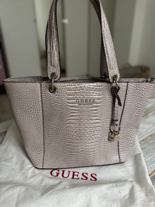 Bolso Guess Beige Piel Cocodrilo
