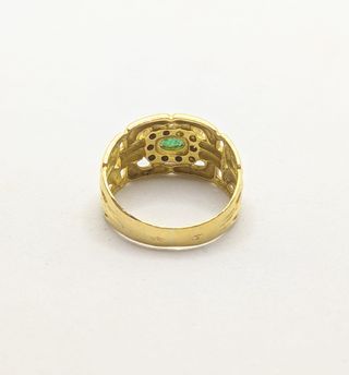 Anillo Oro 18k Esmeralda circonitas, 3.82g, T-14.