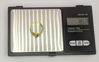 Anillo Oro 18k Esmeralda circonitas, 3.82g, T-14.