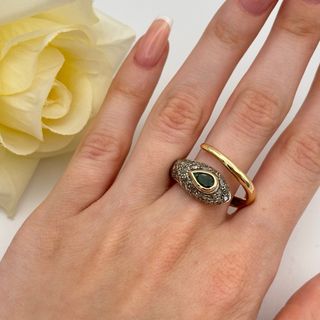Anillo de oro 18kt y plata con diamantes