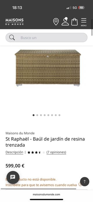 Baúl de jardín resina trenzada Maison du monde