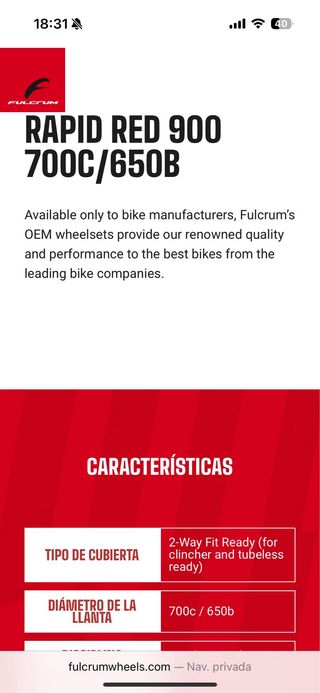Ruedas Fulcrum Rapid Red 900 700C/650B