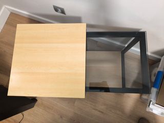 Juego 2 Mesas Auxiliares Madera y Cristal