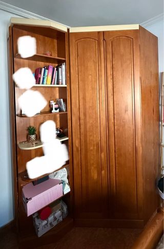 Mueble de madera con estantería y 2 puertas