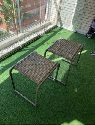 Armario-mesa terraza con sillón y taburetes a jueg