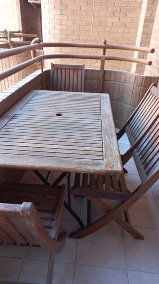 Conjunto Mesa y 4 Sillas Terraza/jardín Madera