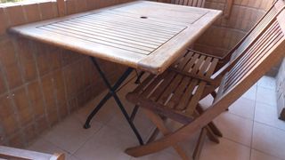 Conjunto Mesa y 4 Sillas Terraza/jardín Madera