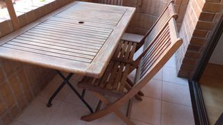 Conjunto Mesa y 4 Sillas Terraza/jardín Madera