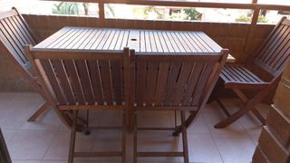 Conjunto Mesa y 4 Sillas Terraza/jardín Madera
