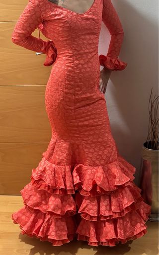 Traje Flamenca Talla 34 Color Coral