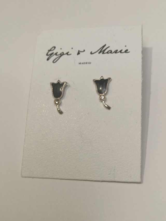 Pendientes Plata Gigi & Marie Flor Negra