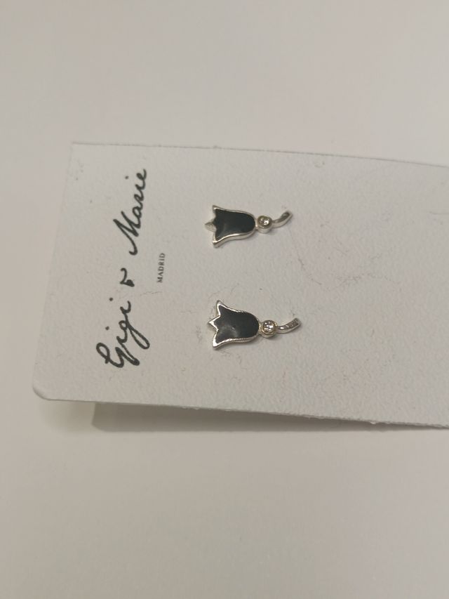 Pendientes Plata Gigi & Marie Flor Negra