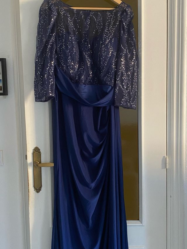 Vestido fiesta lentejuelas azul marino XXL