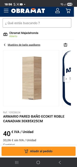 Armario de baño Obramat Roble