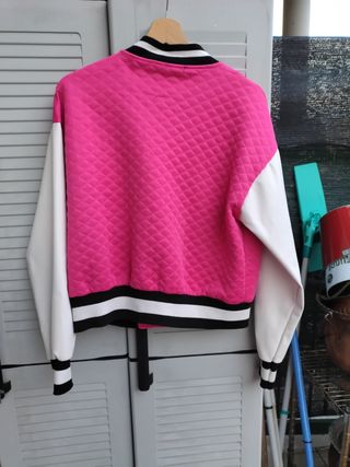 Giacchino bomber rosa e bianco trapuntato