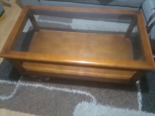 Mesa centro madera y cristal