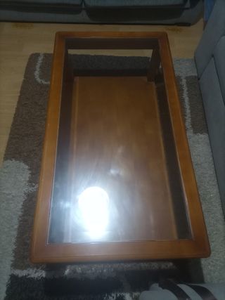 Mesa centro madera y cristal