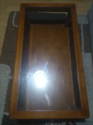 Mesa centro madera y cristal