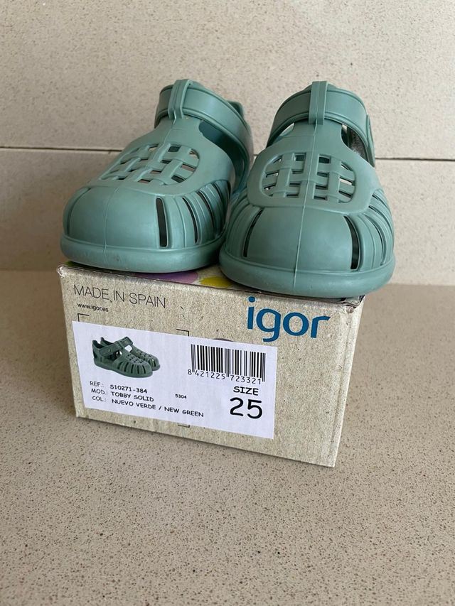 Sandalias Igor Tobby Solid Talla 25 Verde