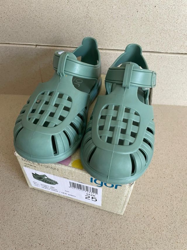 Sandalias Igor Tobby Solid Talla 25 Verde