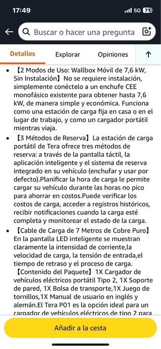 Cargador Portátil Tera 7.6kW
coche eléctrico 