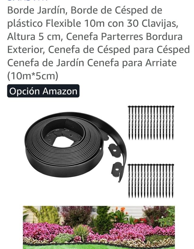 Borde Césped Plástico Flexible 10m