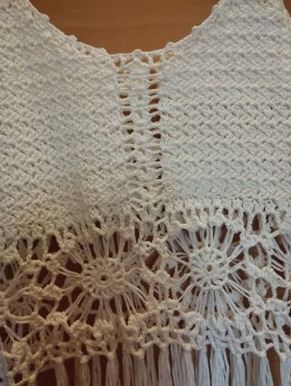 Top Crochet Tirantes con Flecos Talla M/L