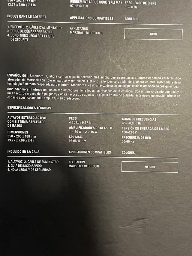 Marshall Stanmore III Altavoz Bluetooth Negro