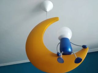 Lámpara infantil luna y aplique pared con muñecos