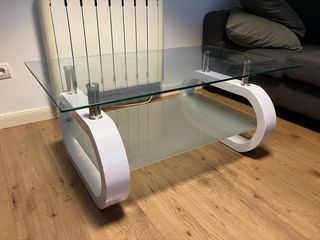 Mesa de centro cristal y metal modelo Delia