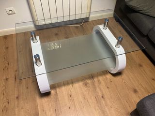 Mesa de centro cristal y metal modelo Delia