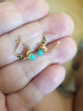 Lote de Joyería Cruz y Aretes pulsera  Oro Turques
