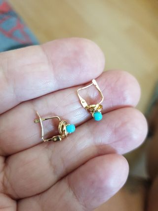 Lote de Joyería Cruz y Aretes pulsera  Oro Turques