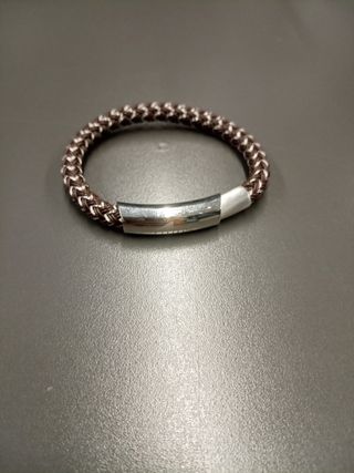 Pulsera Lotus trenzada marrón y plata