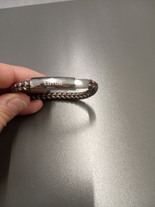 Pulsera Lotus trenzada marrón y plata