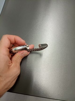 Pulsera Lotus trenzada marrón y plata