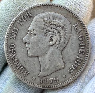Moneda PLATA 5 Pesetas 1879 *(18-XX) ALFONSO XII 