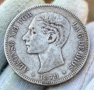 Moneda PLATA 5 Pesetas 1879 *(18-XX) ALFONSO XII 