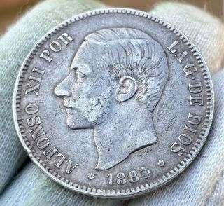 Moneda PLATA 5 Pesetas 1884 *(18-84) ALFONSO XII