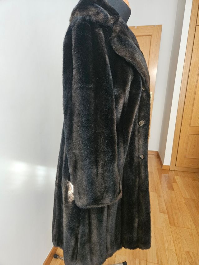 Abrigo Vintage Piel Sintética Negro ASTRAKA, Ital