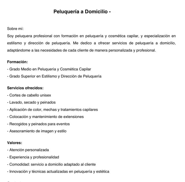 Peluqueria a domicilio