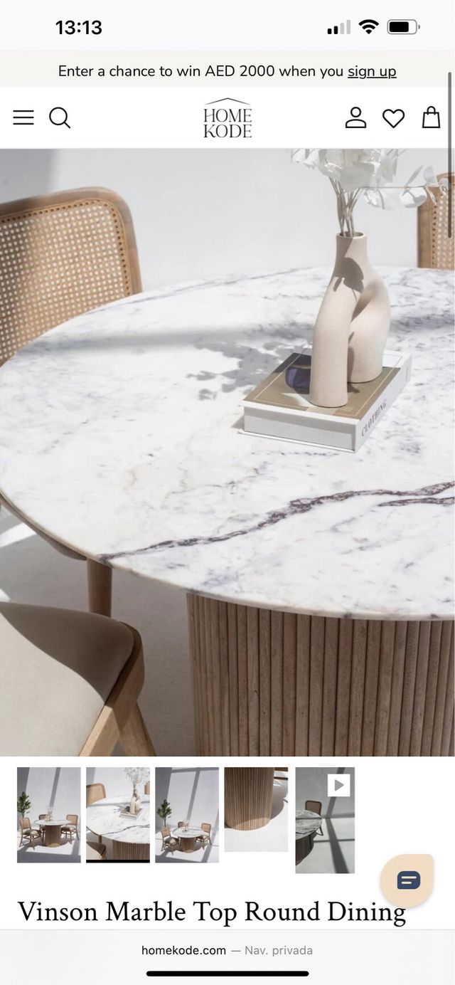 Mesa redonda mármol y madera