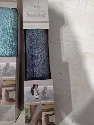 2 Tappeti Bagno SaniSoft Microfibra Blu/Grigio